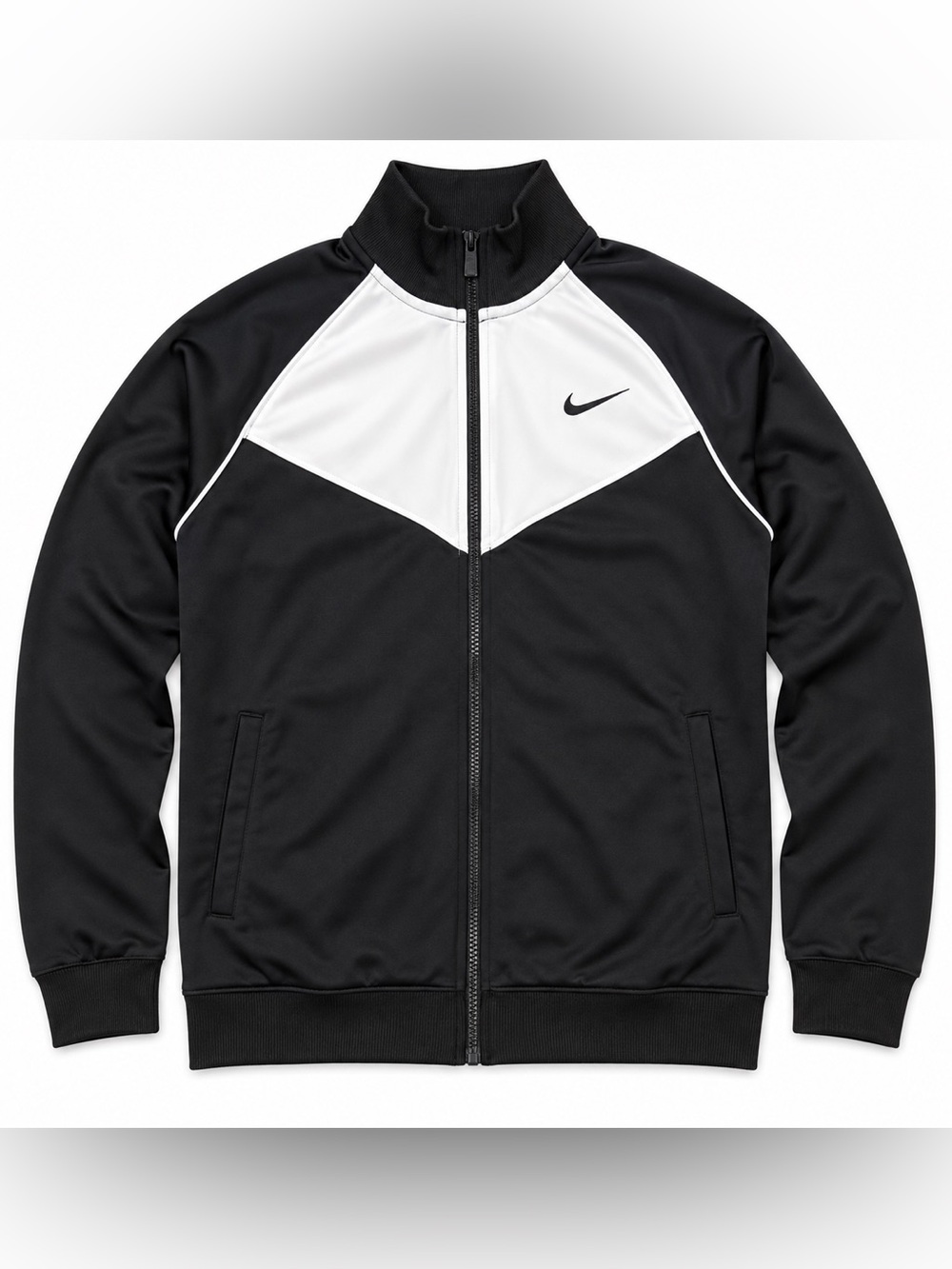 Nike Vintage Black White Full Zip Track Jacket Men’s XL Swoosh Athletic Y2K